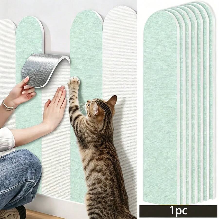 Self-adhesive plain polyester cat scratch guard pad designed for wall and sofa furniture protection against cat scratching.