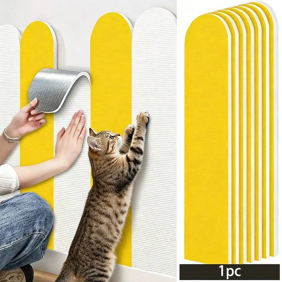 Self-adhesive plain polyester cat scratch guard pad designed for wall and sofa furniture protection against cat scratching.