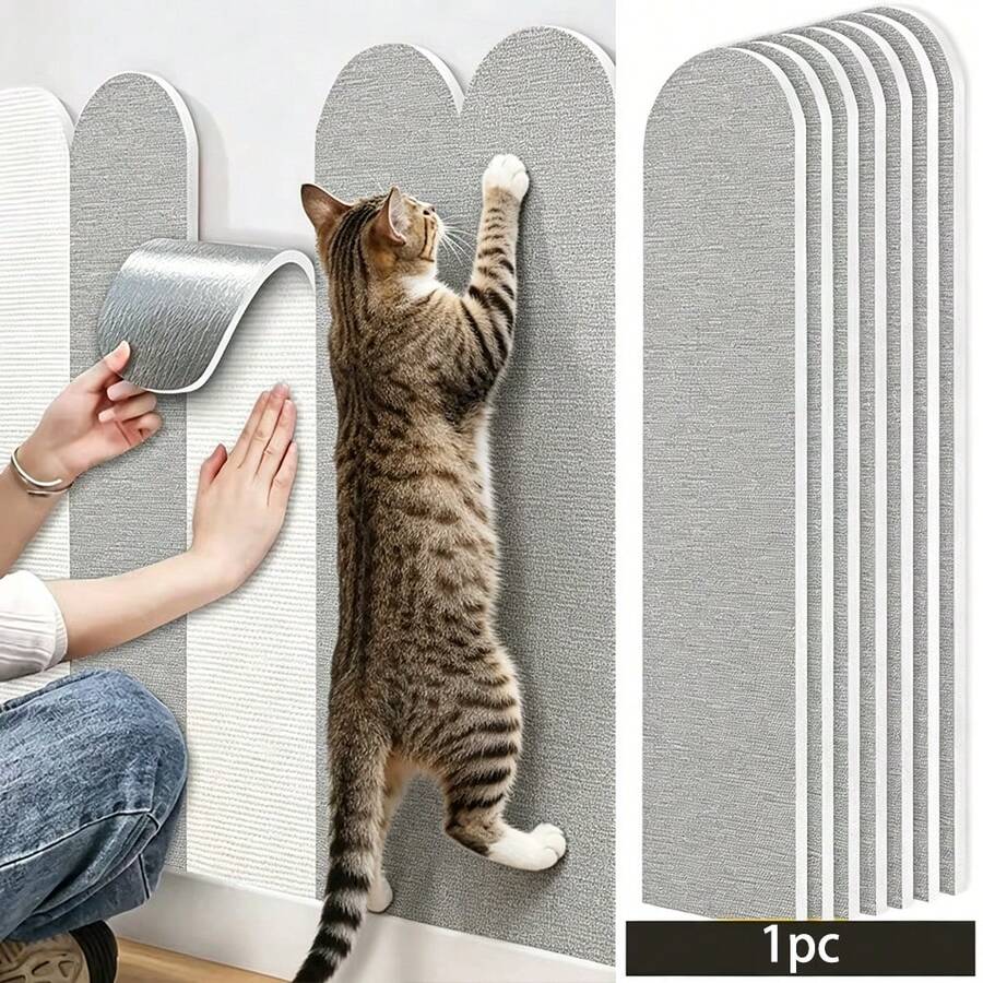 Self-adhesive plain polyester cat scratch guard pad designed for wall and sofa furniture protection against cat scratching.