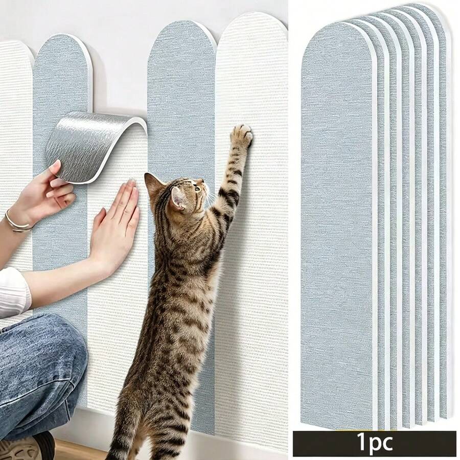 Self-adhesive plain polyester cat scratch guard pad designed for wall and sofa furniture protection against cat scratching.