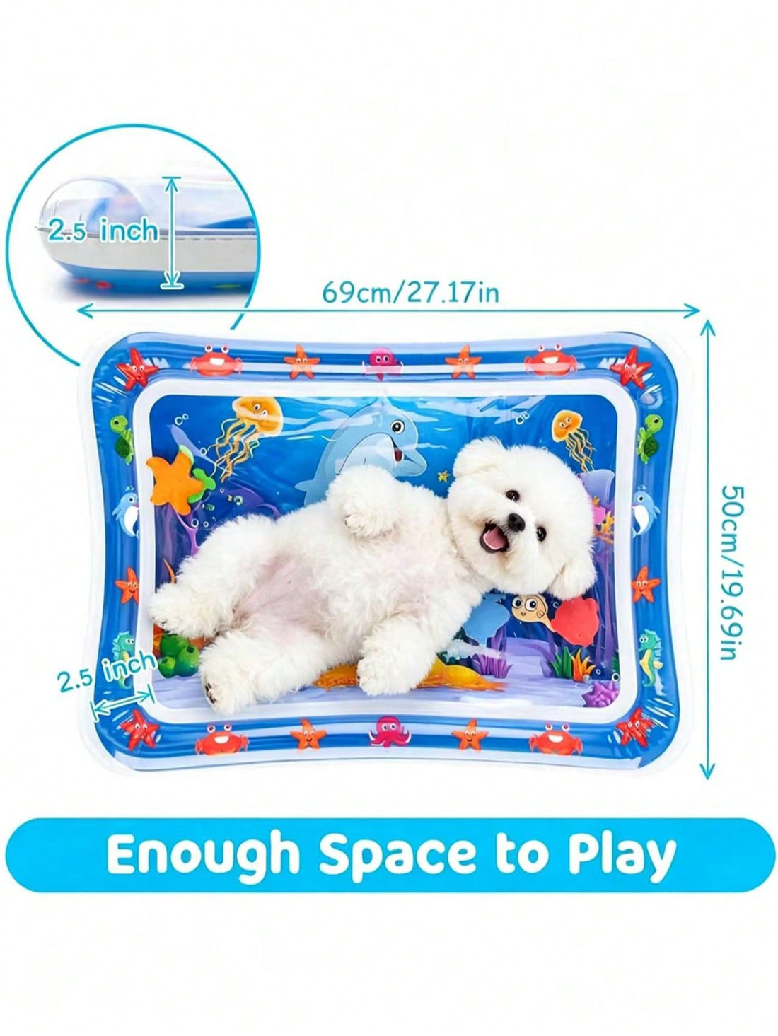 1pc Pet Ice Mat Dog Cooling Pad Summer Cat Cooling Mat Summer Cooling Pet Inflatable Water Splash Mat Climbing Mat, Thickened Pet Water Splash Mat, Pet Toy