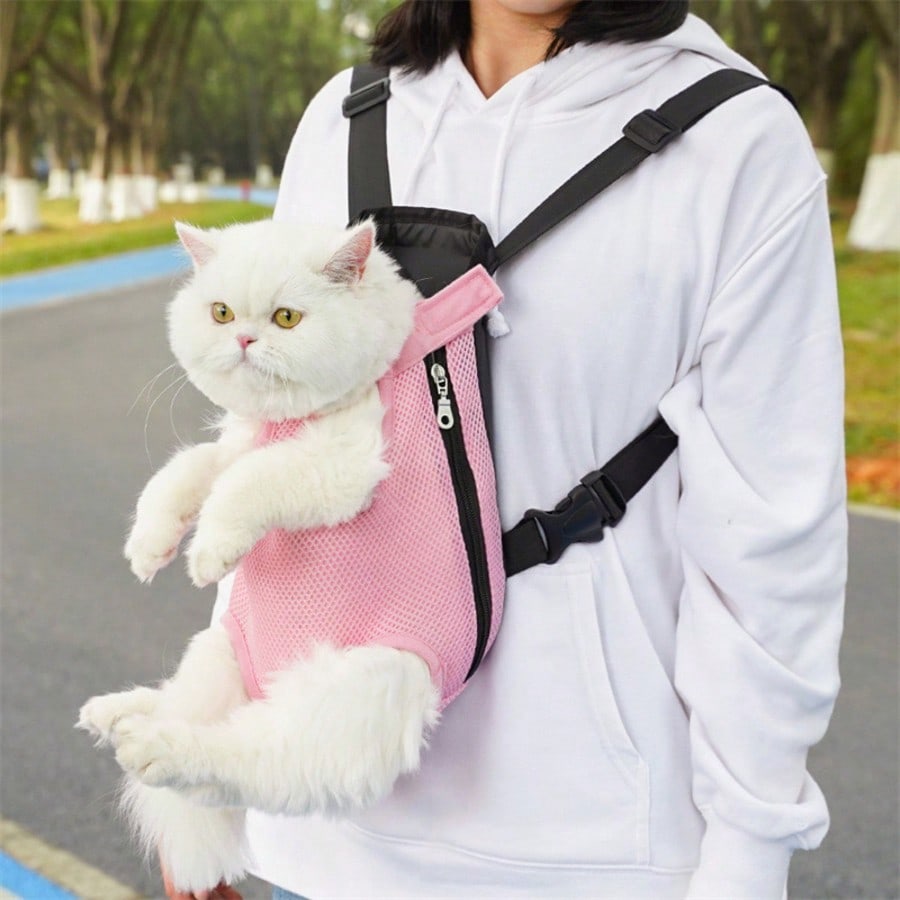 LocalBreathable Mesh Pet Dog Carrier Backpack, Hands-Free Adjustable Front Chest Carrier With Quick Access, Lightweight & Comfortable Legs-Out Puppy Sling For Small Medium Dogs Cats, Perfect For Walking Hiking Travel