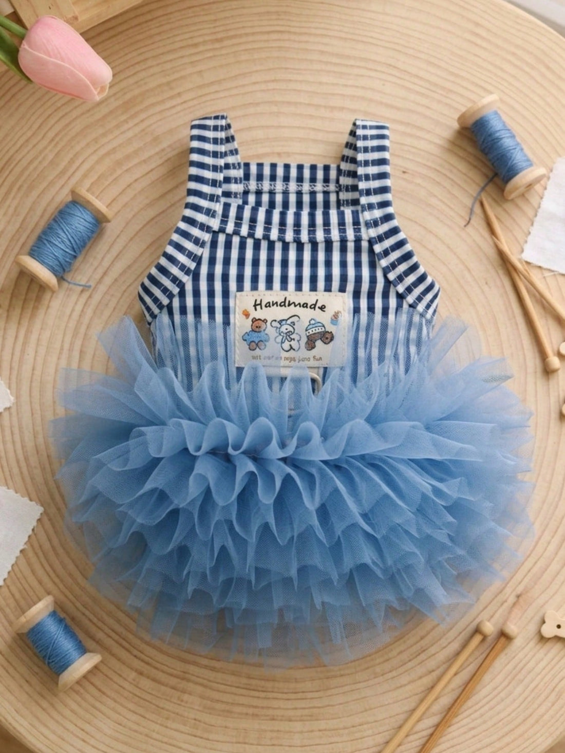 1PC Ins Style Striped Tulle Princess Dress, Breathable Suspender Skirt For Small Dogs Cats