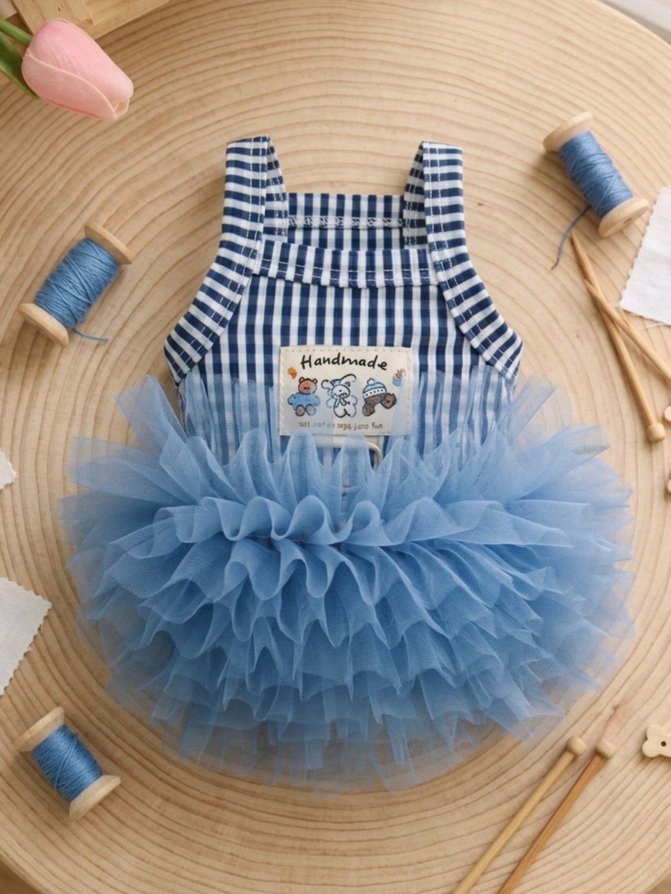 1PC Ins Style Striped Tulle Princess Dress, Breathable Suspender Skirt For Small Dogs Cats
