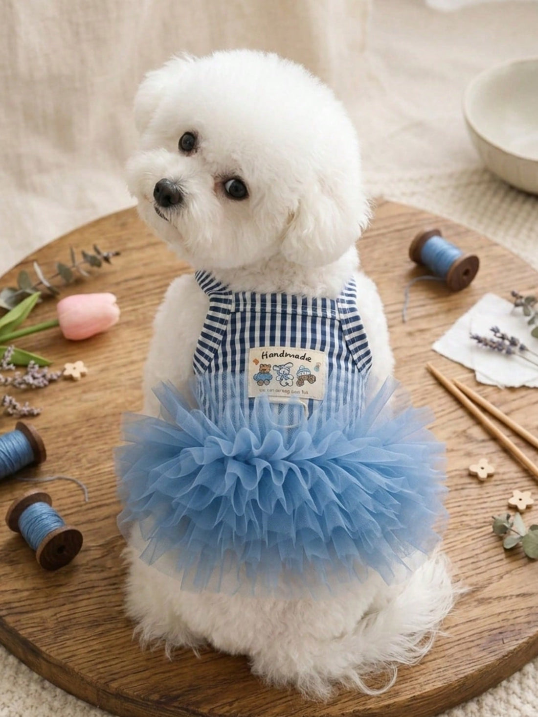1PC Ins Style Striped Tulle Princess Dress, Breathable Suspender Skirt For Small Dogs Cats