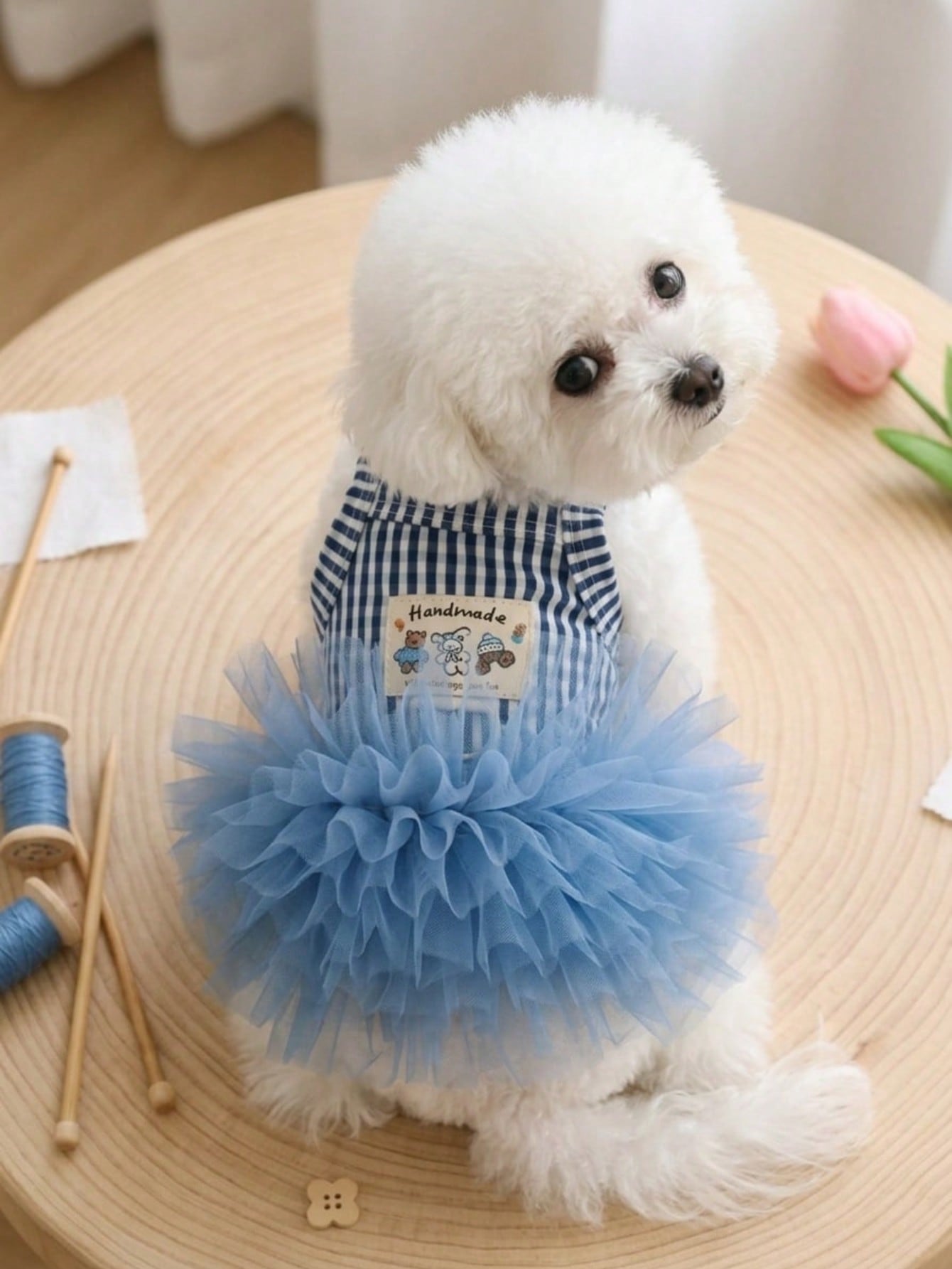 1PC Ins Style Striped Tulle Princess Dress, Breathable Suspender Skirt For Small Dogs Cats