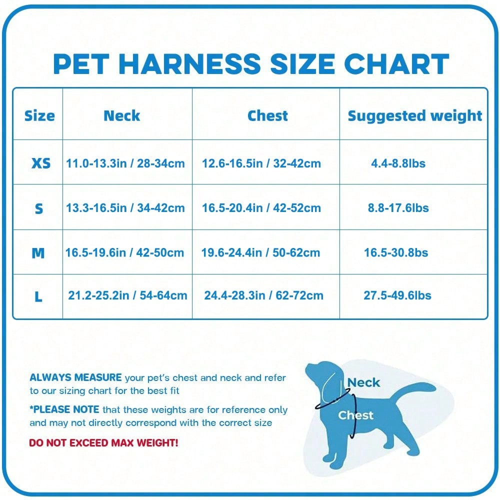 Adjustable padded dog harness set with leash in a reflective vest style for small and medium dogs, polyester colorblock design