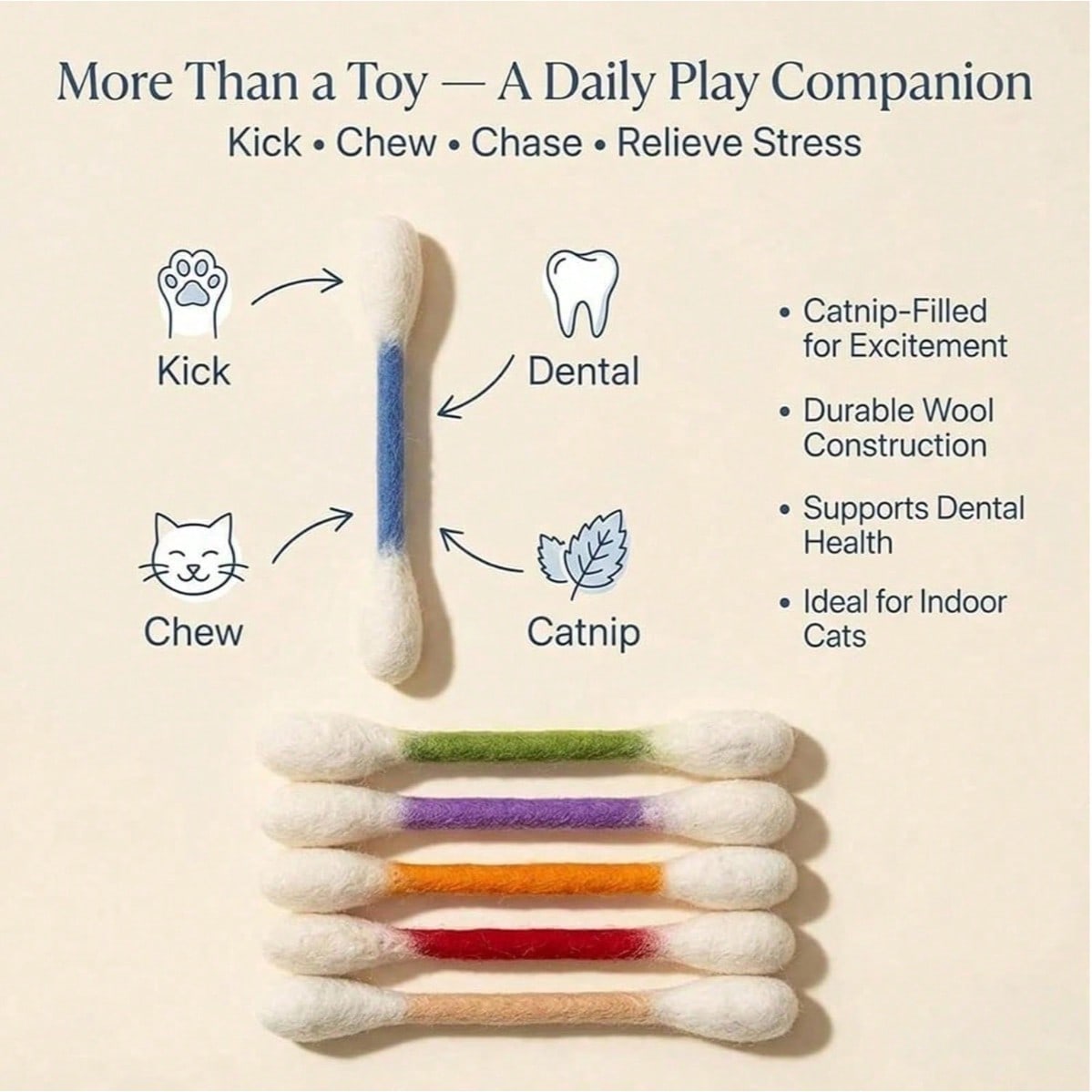 3pcs/1pc Extra Large Cat Teaser Wand, Cat Teaser Toy, Cat Sniffing Stick, Dental Cleaning & Teething Toy, Self-Entertainment Toy, Durable Puzzle Toy, Interactive Soothing Cat Accessory