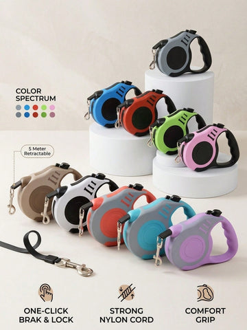 Multicolor bone-shaped retractable pet leash made from ABS for cats and dogs
