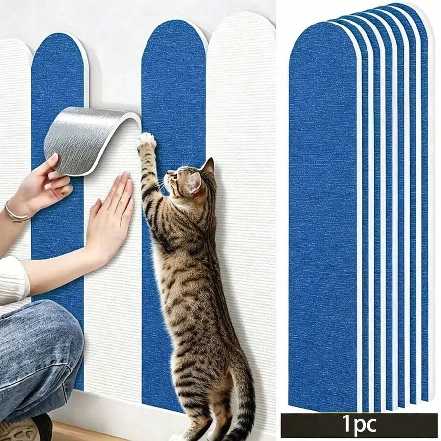 Self-adhesive plain polyester cat scratch guard pad designed for wall and sofa furniture protection against cat scratching.