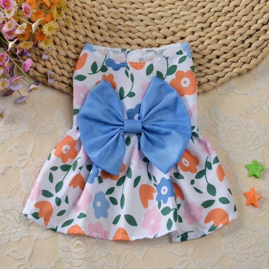 1pc Spring Pet Dog Princess Dress, Cute Kitten Dress, Dress With Bow And Lace Decoration, Suitable For Small And Medium Puppies, Poodle, Chihuahua