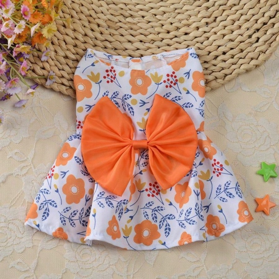 1pc Spring Pet Dog Princess Dress, Cute Kitten Dress, Dress With Bow And Lace Decoration, Suitable For Small And Medium Puppies, Poodle, Chihuahua