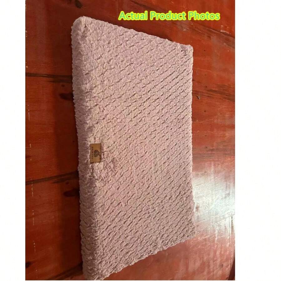 Grey washable dog bed mat with plush embossed fabric surface, egg-shaped polyurethane foam filling, and non-slip moisture-proof Oxford cloth bottom for dogs and cats.
