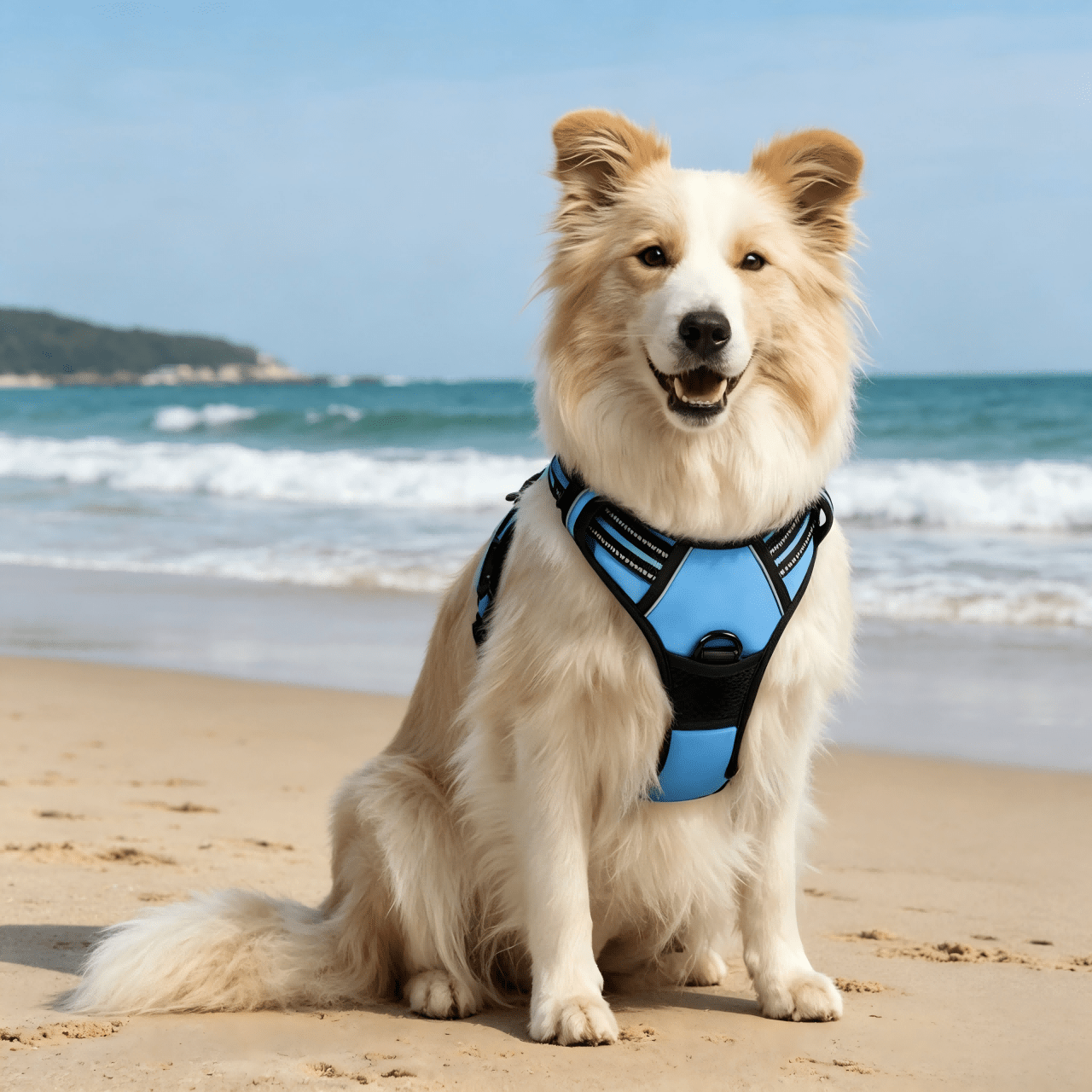 Reflective anti-pull dog harness and leash set with quick release buckle and comfortable thick handle for walking and training cats or dogs
