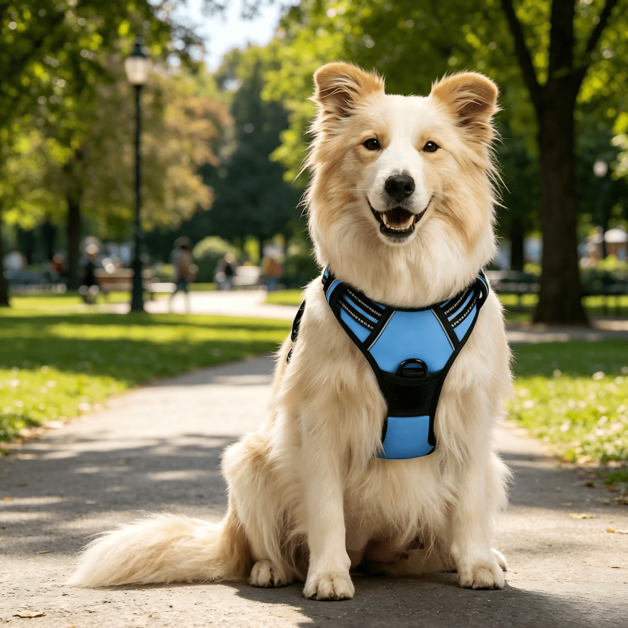 Reflective anti-pull dog harness and leash set with quick release buckle and comfortable thick handle for walking and training cats or dogs