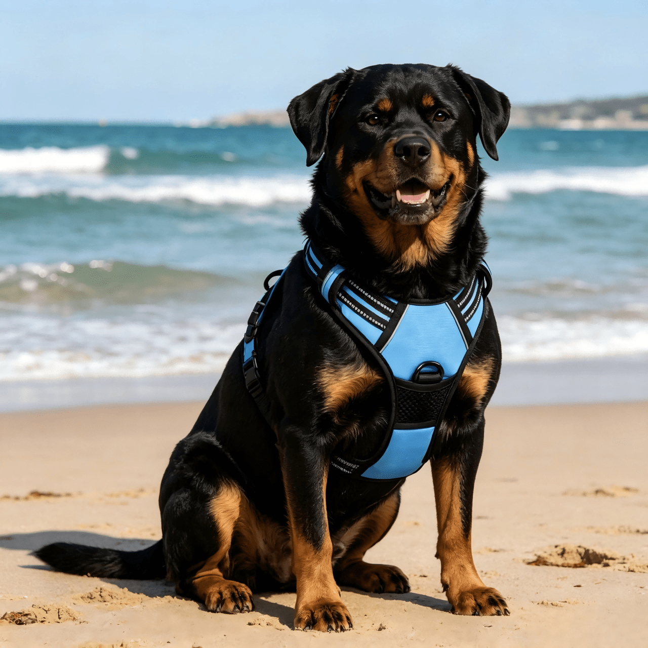 Reflective anti-pull dog harness and leash set with quick release buckle and comfortable thick handle for walking and training cats or dogs