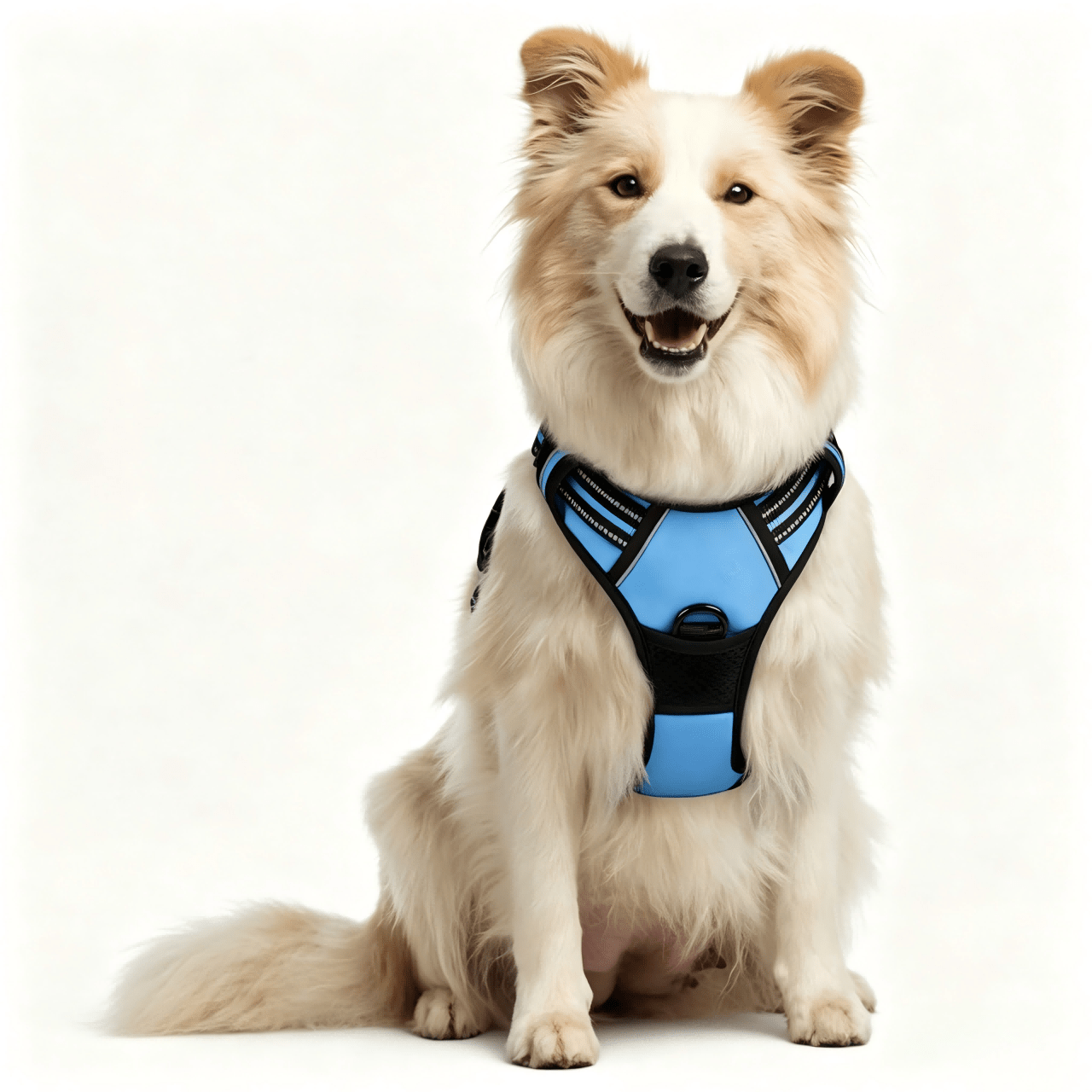 Reflective anti-pull dog harness and leash set with quick release buckle and comfortable thick handle for walking and training cats or dogs