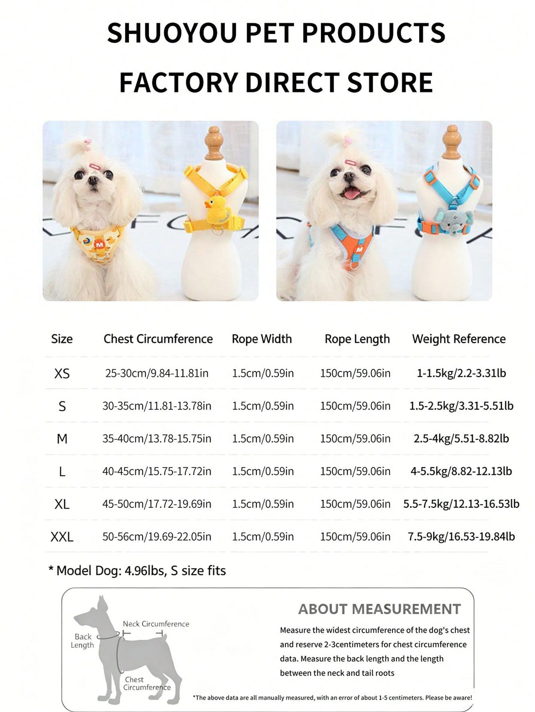 Blue cartoon elephant pet harness and leash set with adjustable vest-style design for cats or dogs, featuring a colorblock pattern and breathable mesh look.