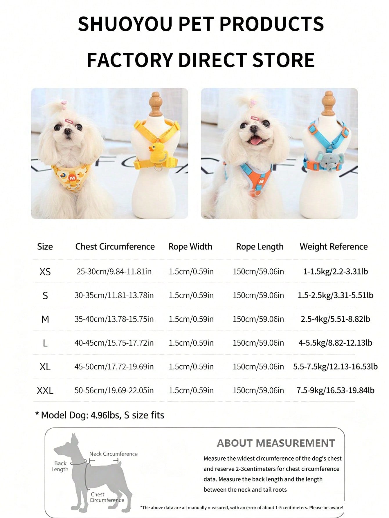 Blue cartoon elephant pet harness and leash set with adjustable vest-style design for cats or dogs, featuring a colorblock pattern and breathable mesh look.
