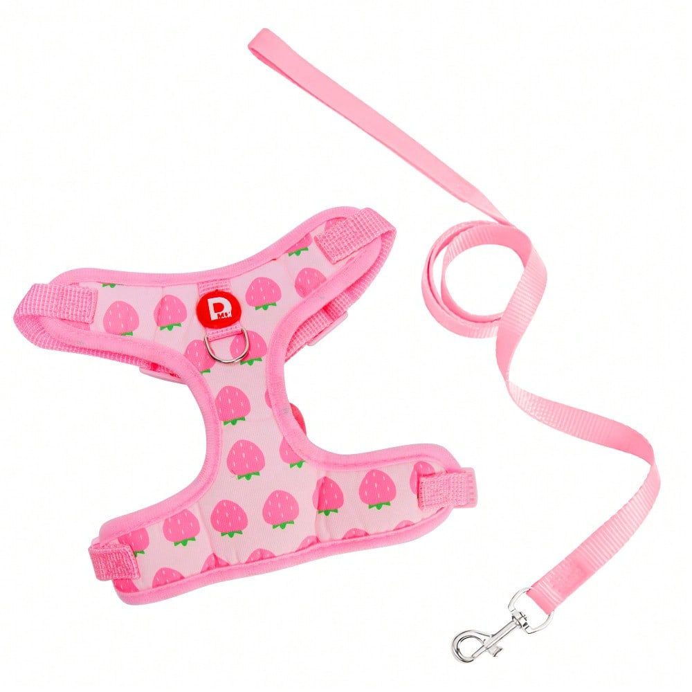 Adjustable polyester pet harness and leash set for cats and small dogs, designed as an anti-escape walking vest for outdoor use.