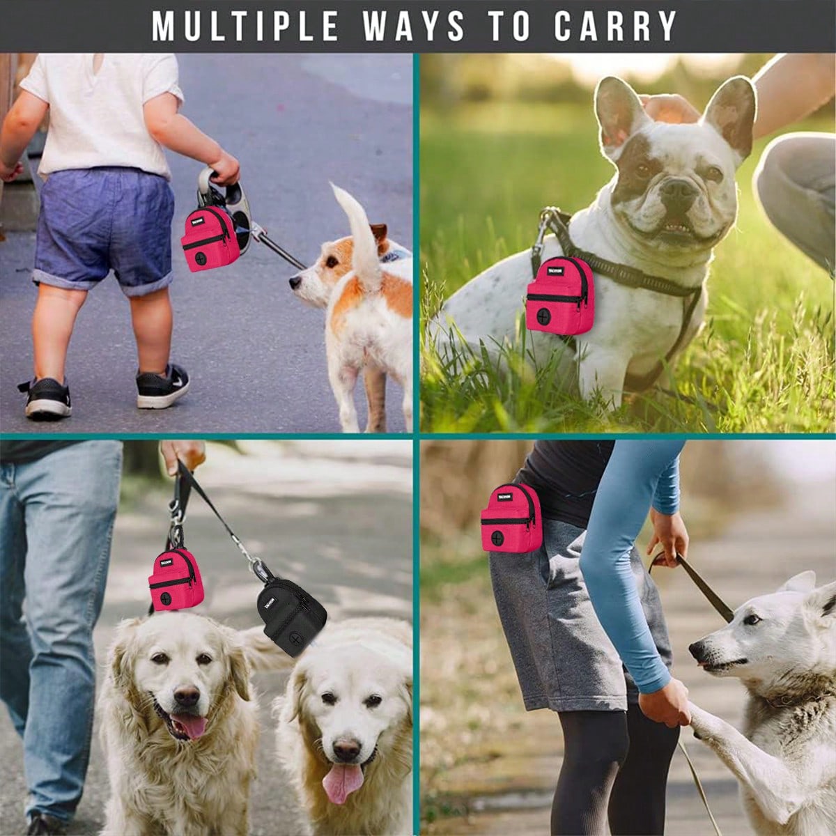 Dog Treat Bag Dog Leash Poop Bag Holder Compatible With Leash Pet Storage Container With Inner Small Pouch Puppy Supplies Perfect For Training And Walking Hands-Free Dog Waste Bag Dispenser Dog Travel Accessories
