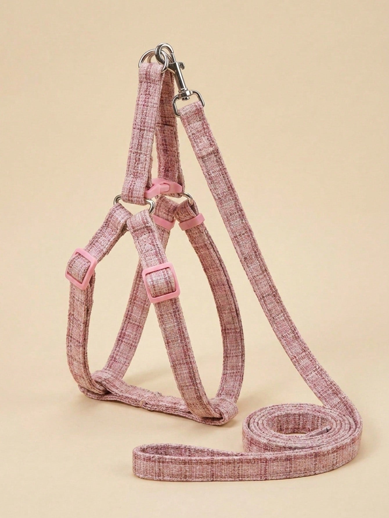 1 Set Cute Polyester Collar, Harness And Leash Set, Suitable For Small Teddy Bear Outdoor Use (Not Suitable For Large Dogs)
