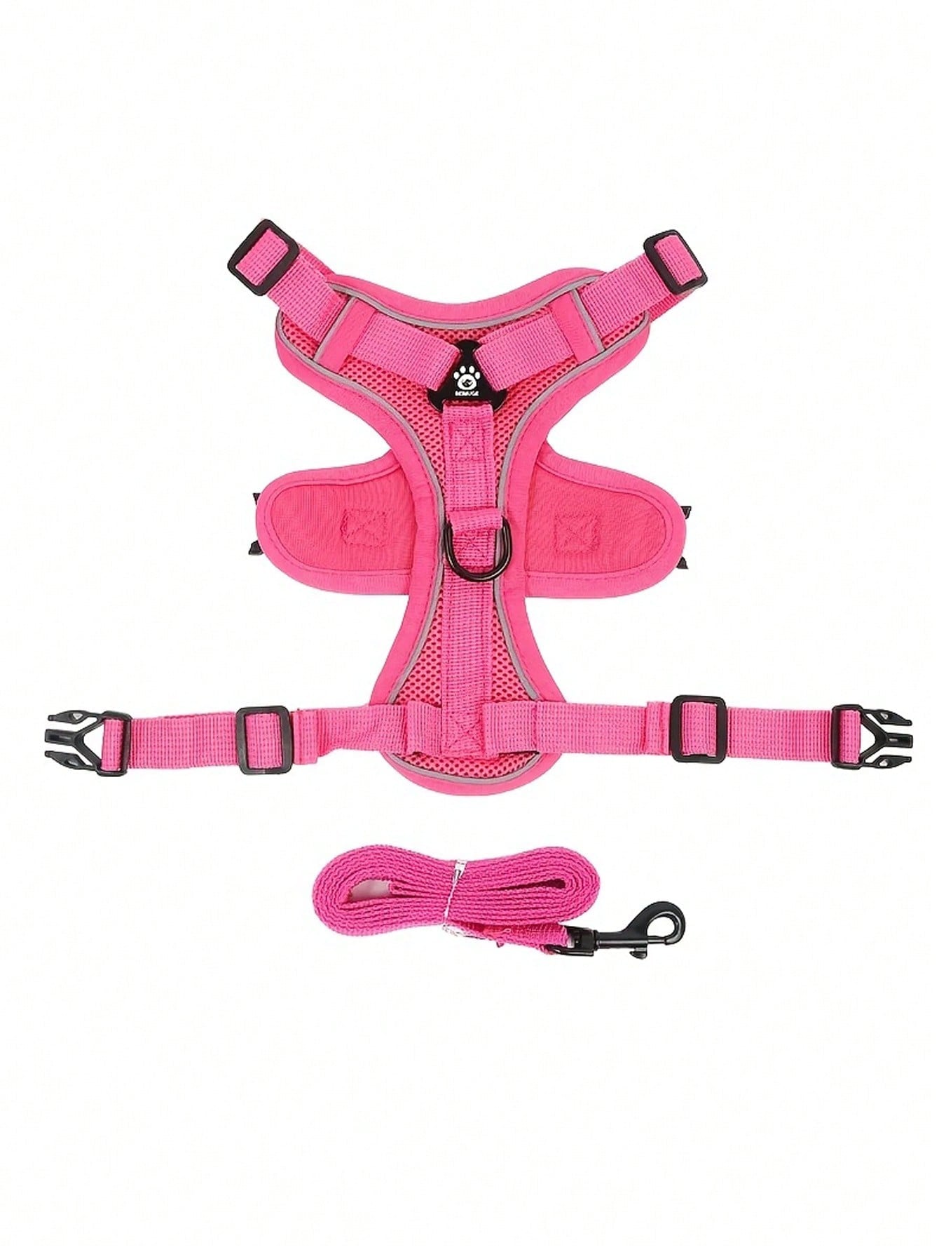 Multicolor polyester anti-escape chest harness and leash set for cats and small dogs, designed for breathable and comfortable outdoor walking.