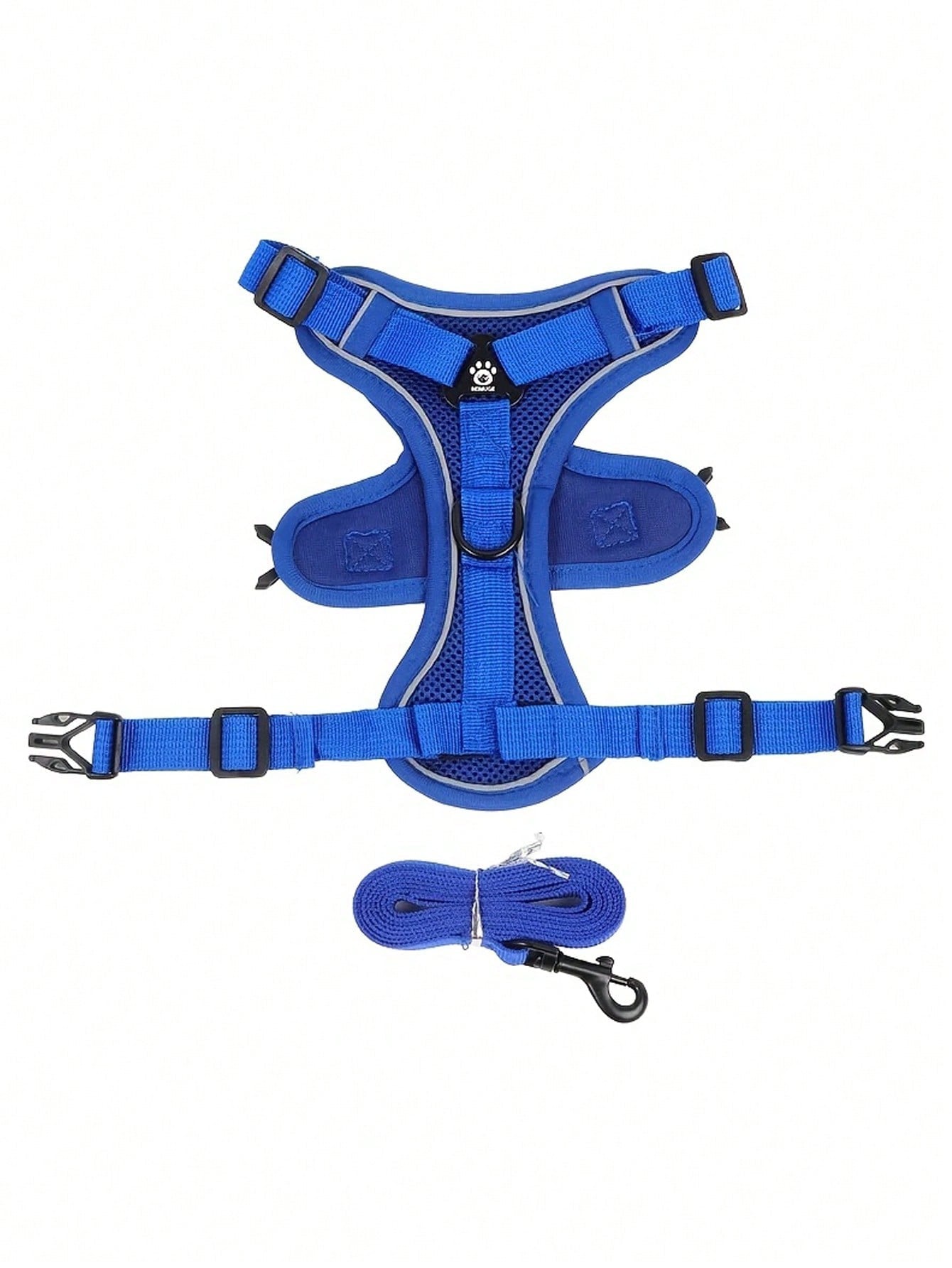 Multicolor polyester anti-escape chest harness and leash set for cats and small dogs, designed for breathable and comfortable outdoor walking.