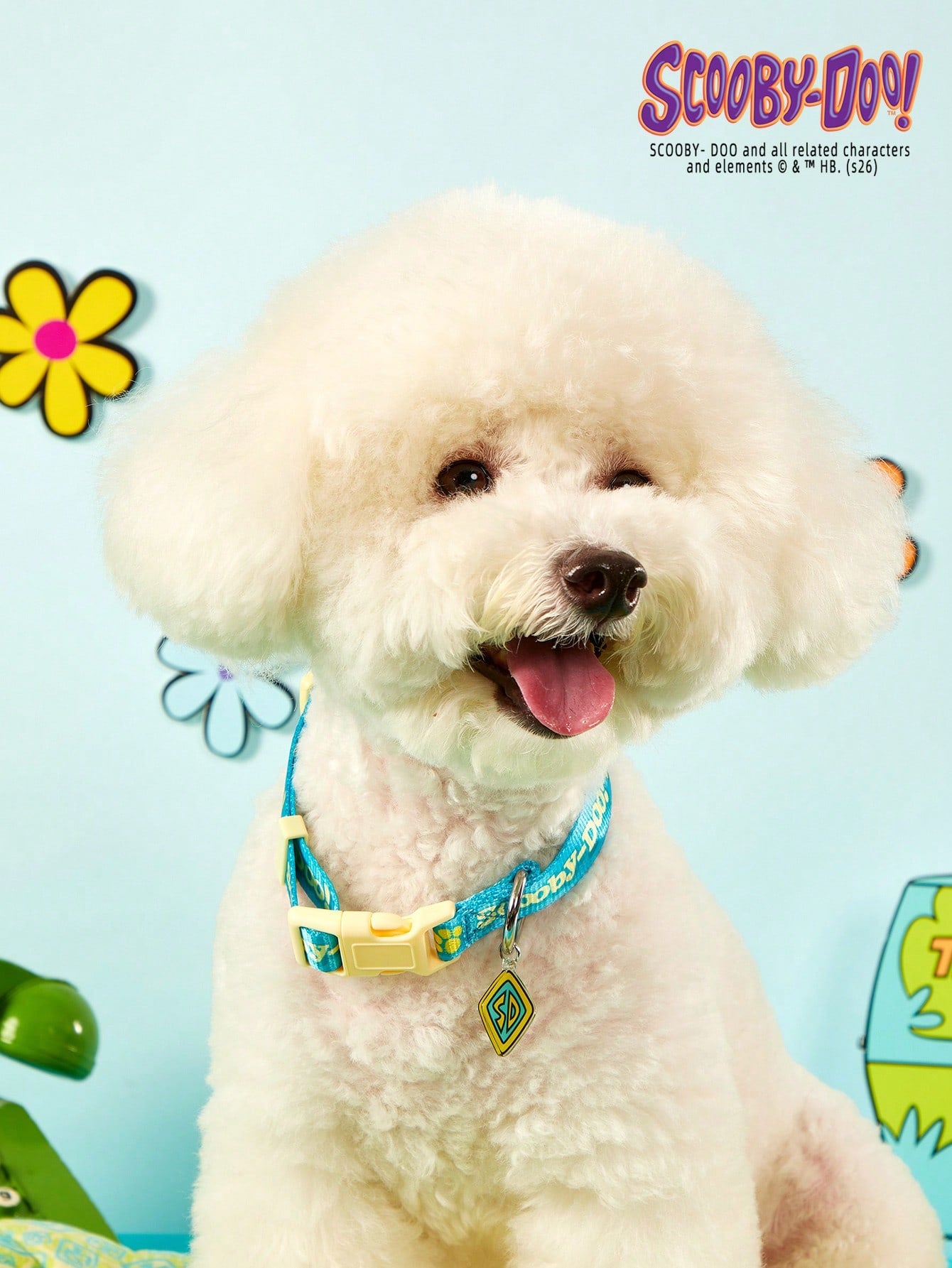 Green polyester X PENSIN pet collar with cartoon pattern and matching pendant for cats and dogs
