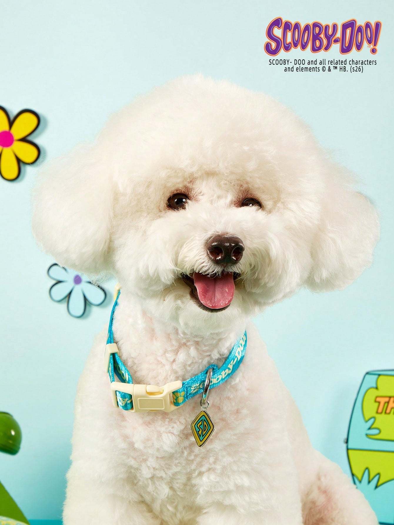 Green polyester X PENSIN pet collar with cartoon pattern and matching pendant for cats and dogs