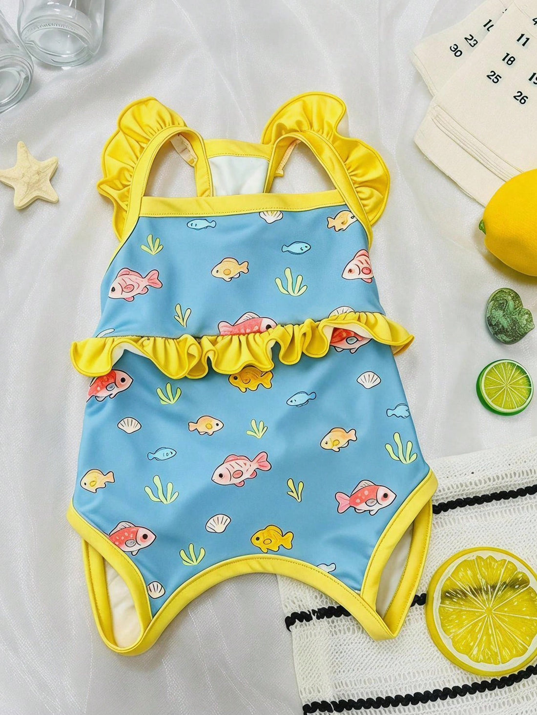 Pet Swimsuit, Ruffled One-Piece Pet Bathing Suit With Cute Sea Fish Print, Quick Dry Puppy Swimwear For Small Dogs & Cats, Summer Beach Pool Outfit