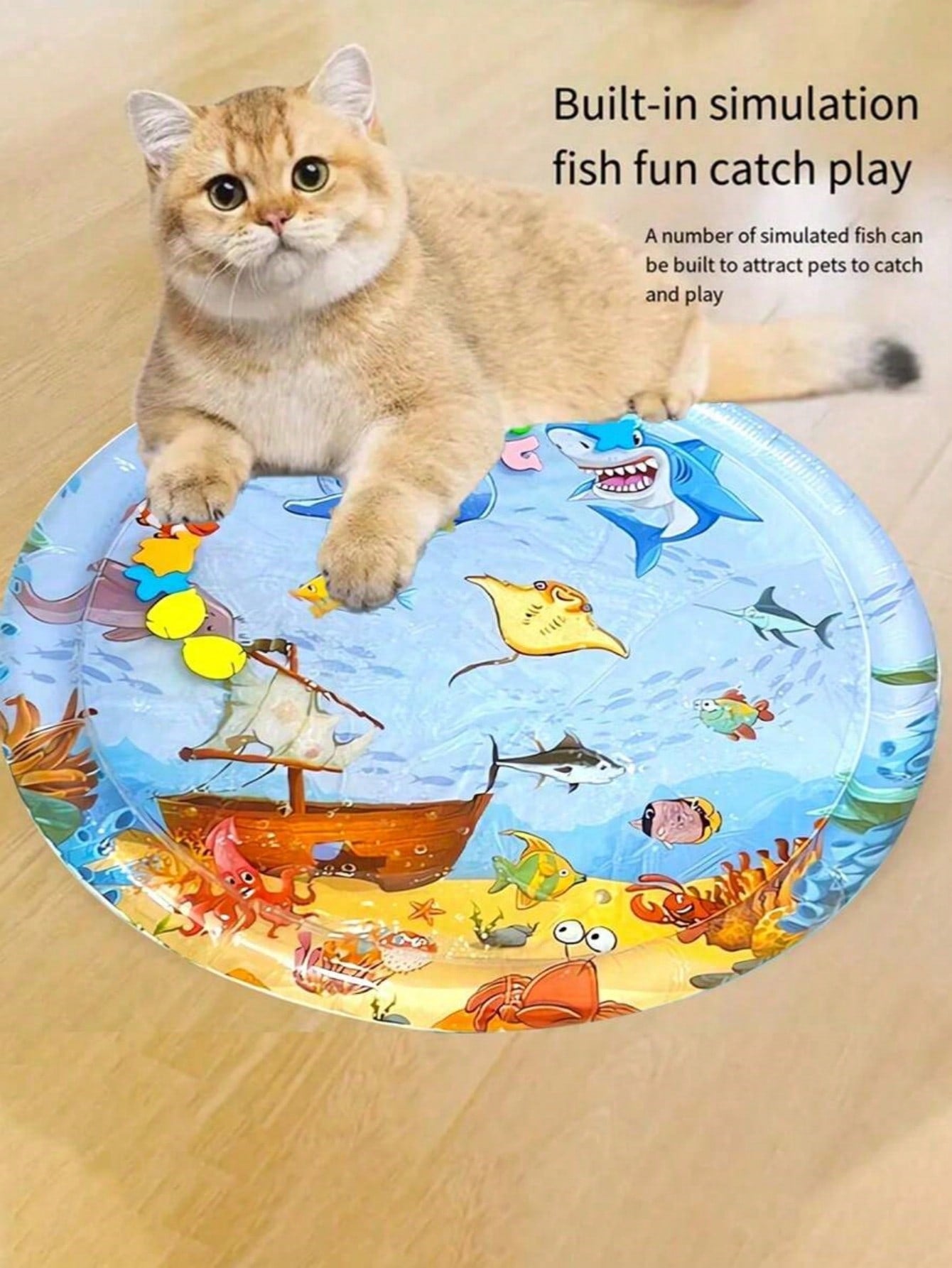 1pc Pet Water Play Mat, Cat Toy Suitable For Summer, Suitable For Cat Play, Summer Cat Bed, Bed, Cat And Dog Entertainment Toy, Needs Inflation And Water Filling Pet Entertainment Water Bed, Cat Sensory Water, Cat Cooling Mat, Cat And Dog Sensory Water