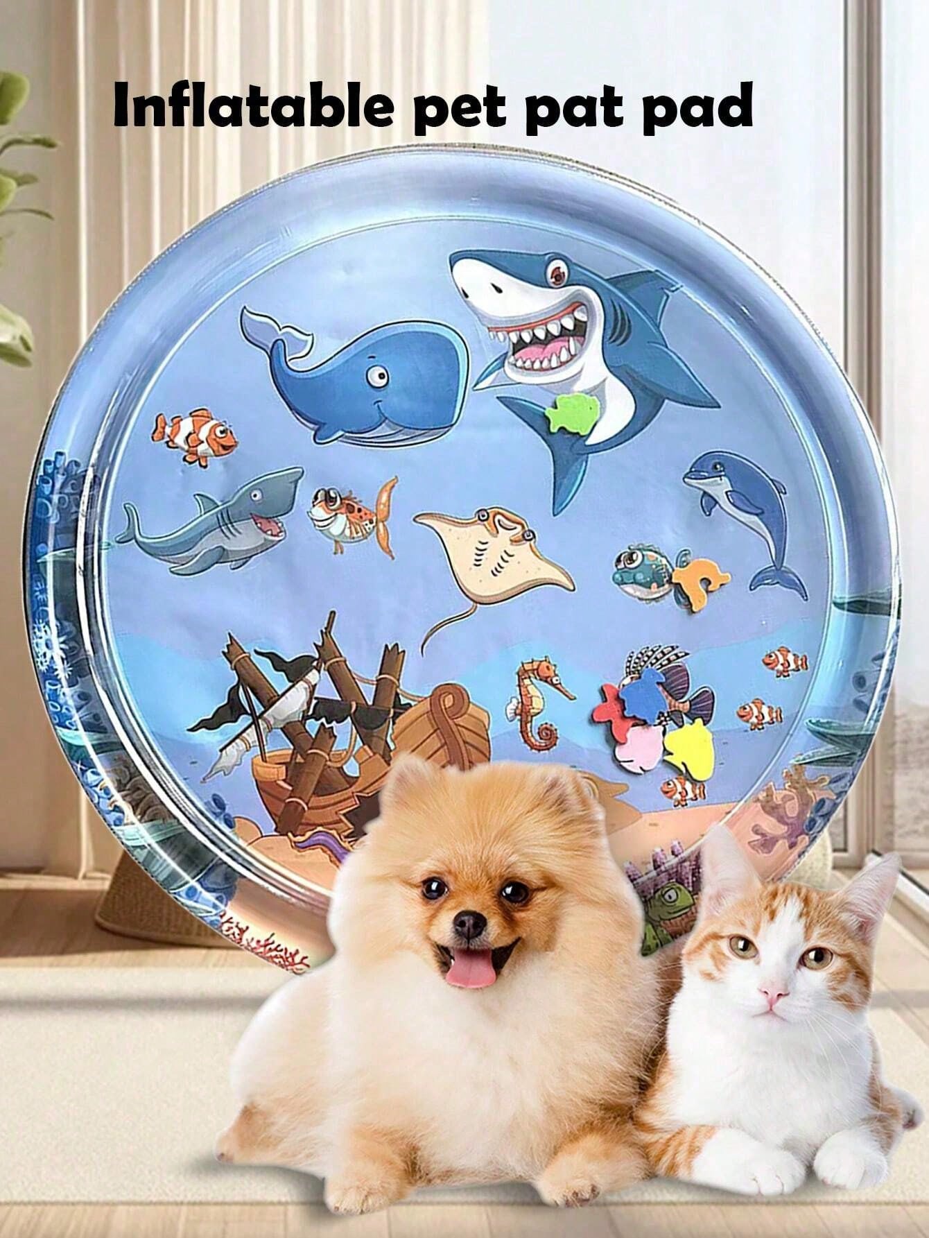 1pc Pet Water Play Mat, Cat Toy Suitable For Summer, Suitable For Cat Play, Summer Cat Bed, Bed, Cat And Dog Entertainment Toy, Needs Inflation And Water Filling Pet Entertainment Water Bed, Cat Sensory Water, Cat Cooling Mat, Cat And Dog Sensory Water