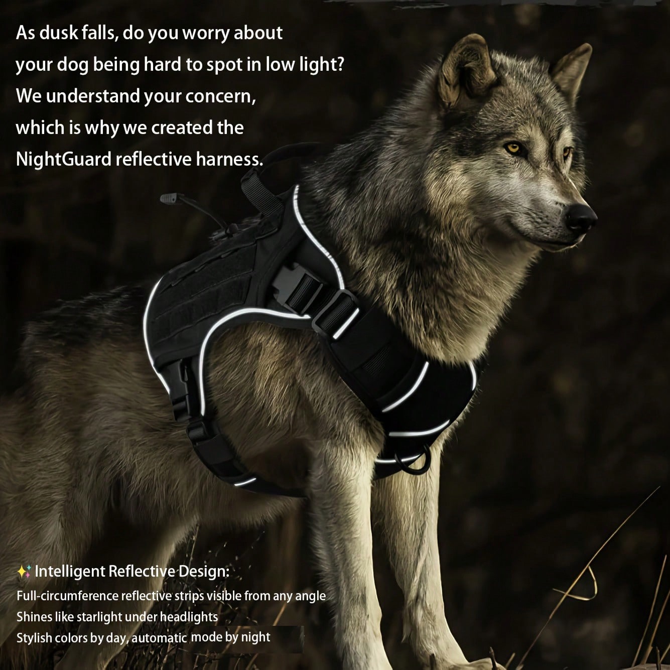 Black anti-pull escape-proof dog vest harness for medium and large dogs, designed for outdoor walking, training, and hiking
