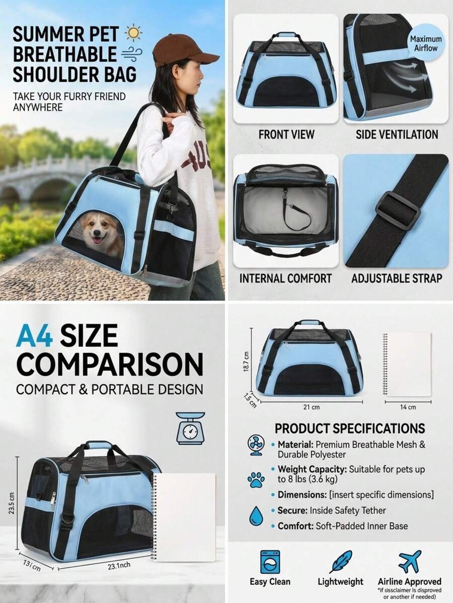 Multicolor colorblock pet sling carrier bag made of breathable EVA material for small cats and dogs outdoor travel