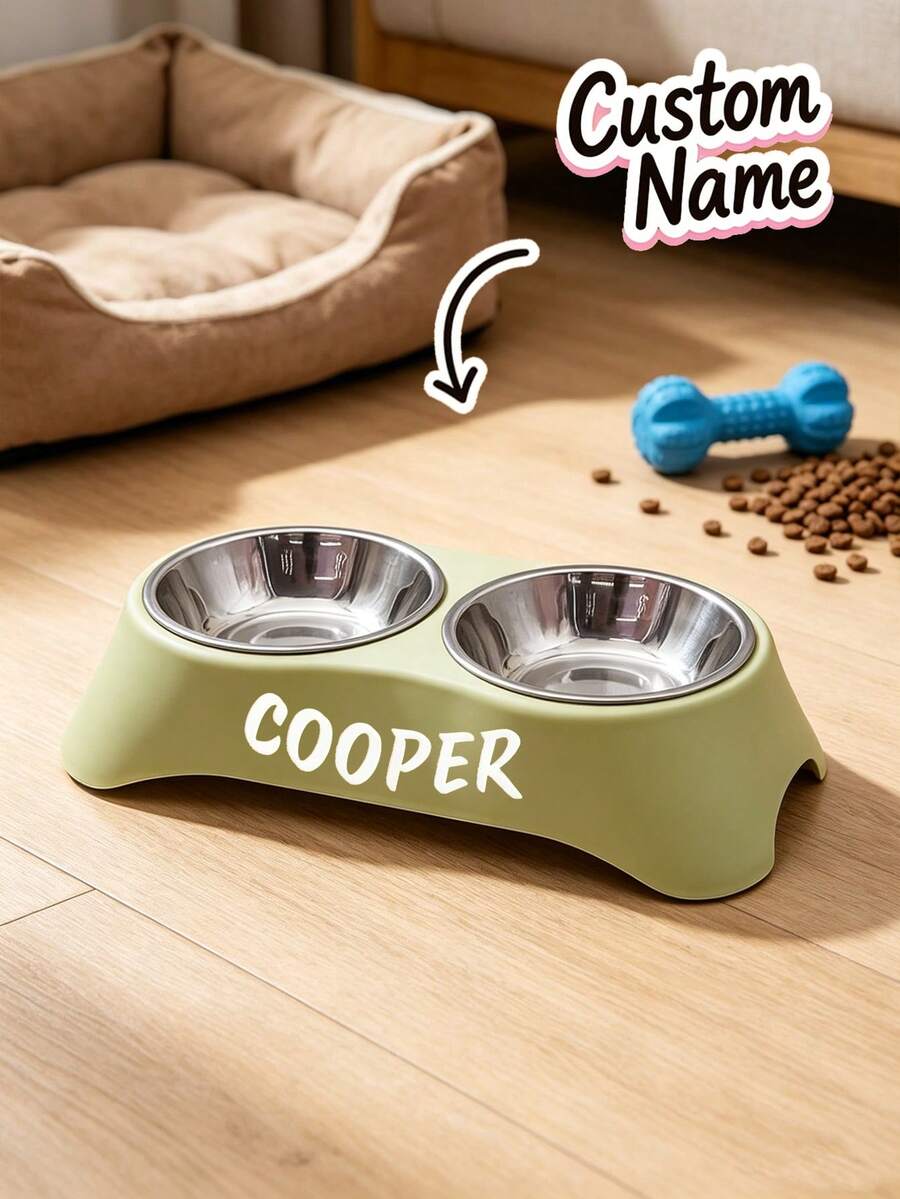 Multicolor personalized elevated cat bowl made of durable ABS material featuring neck protection design for food and water feeding.
