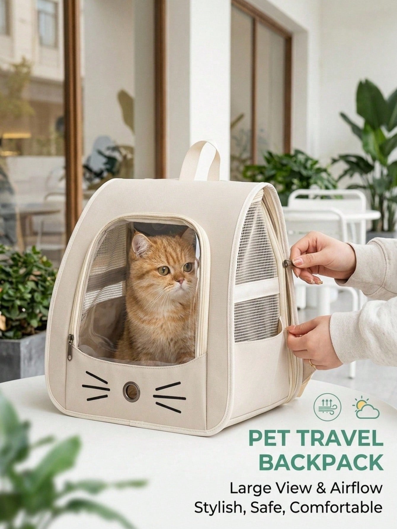 Multicolor Oxford cloth pet backpack carrier featuring a breathable window for carrying small dogs and cats up to 5.5kg.