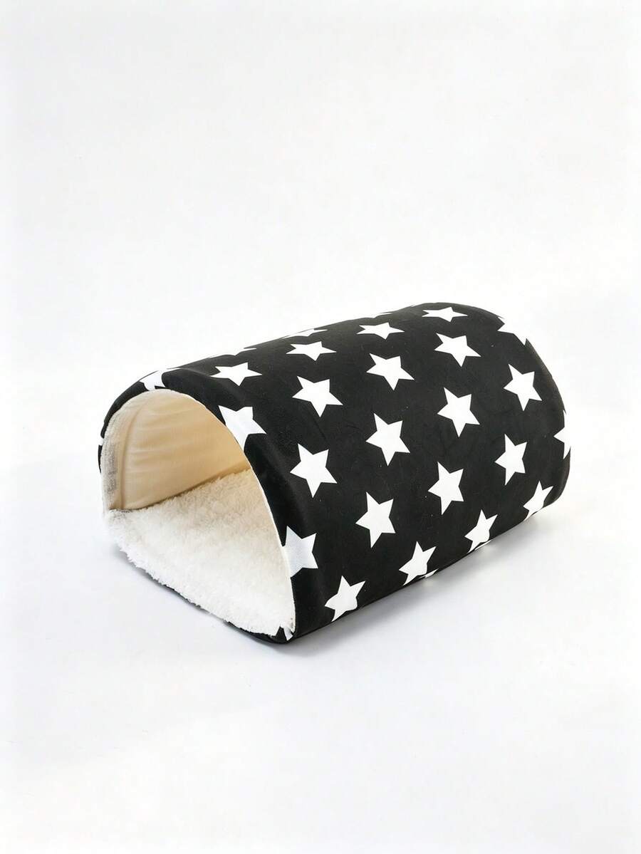 Pink strawberry pattern hamster bed hideaway nest made of soft polyester for small pets.