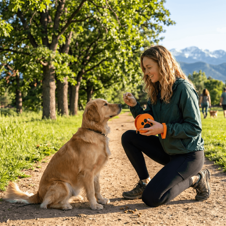 Cute Paw Print Silicone Pet Training Bag, Portable Dog Treat Pouch, Lightweight Waterproof Durable Easy-Clean Round Pet Snack Bag, Suitable For Pet Food