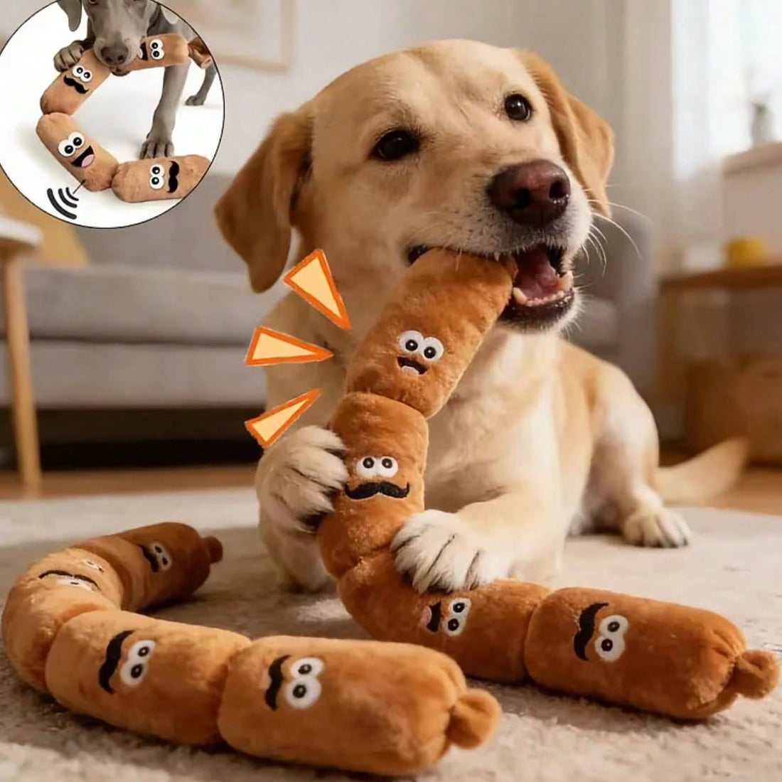 4-Piece Squeaky Sausage Dog Toys, Suitable For Chewy Dogs, Plush Chew Knotted Pull Toys, Relieve Boredom, Clean Teeth, Play Fun