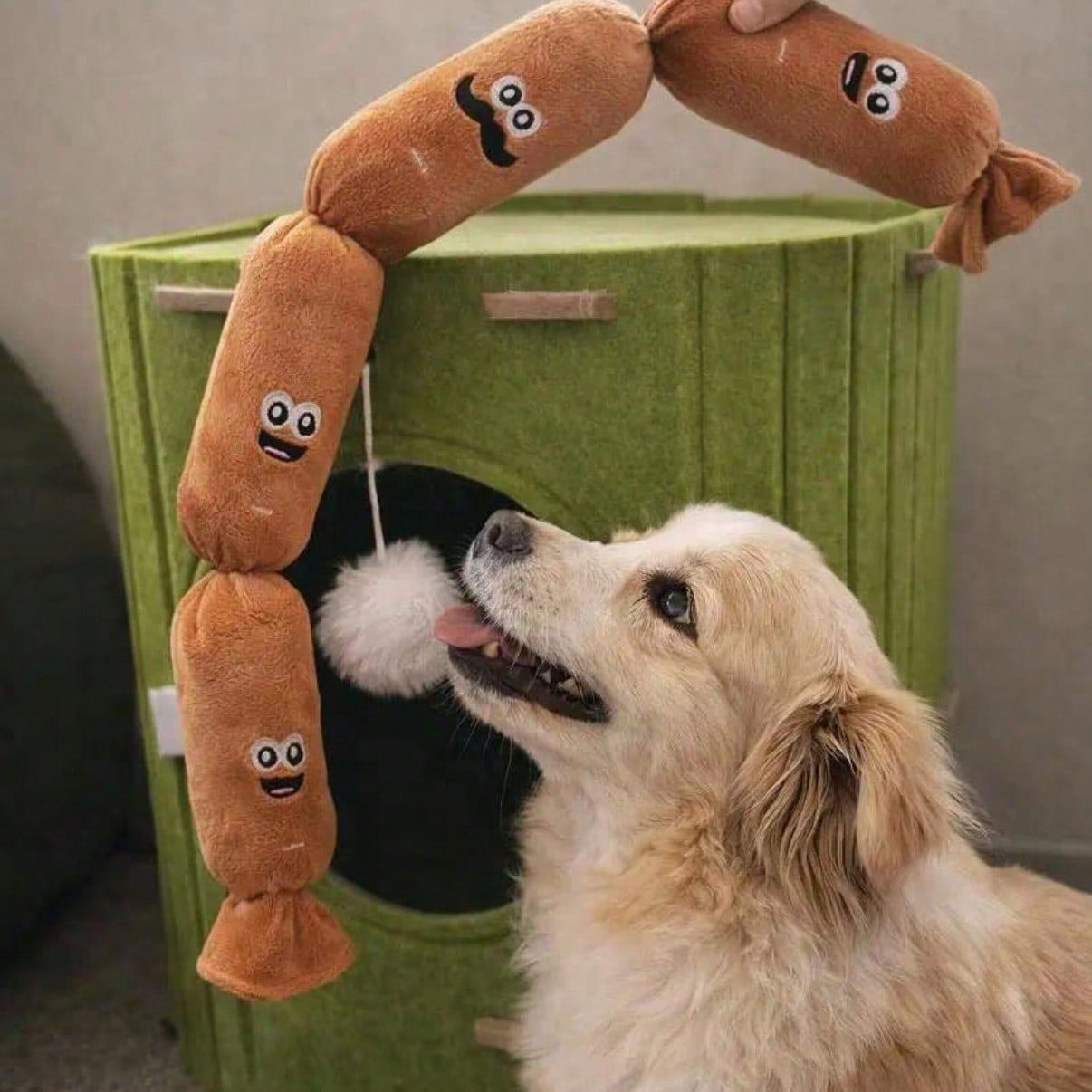 4-Piece Squeaky Sausage Dog Toys, Suitable For Chewy Dogs, Plush Chew Knotted Pull Toys, Relieve Boredom, Clean Teeth, Play Fun
