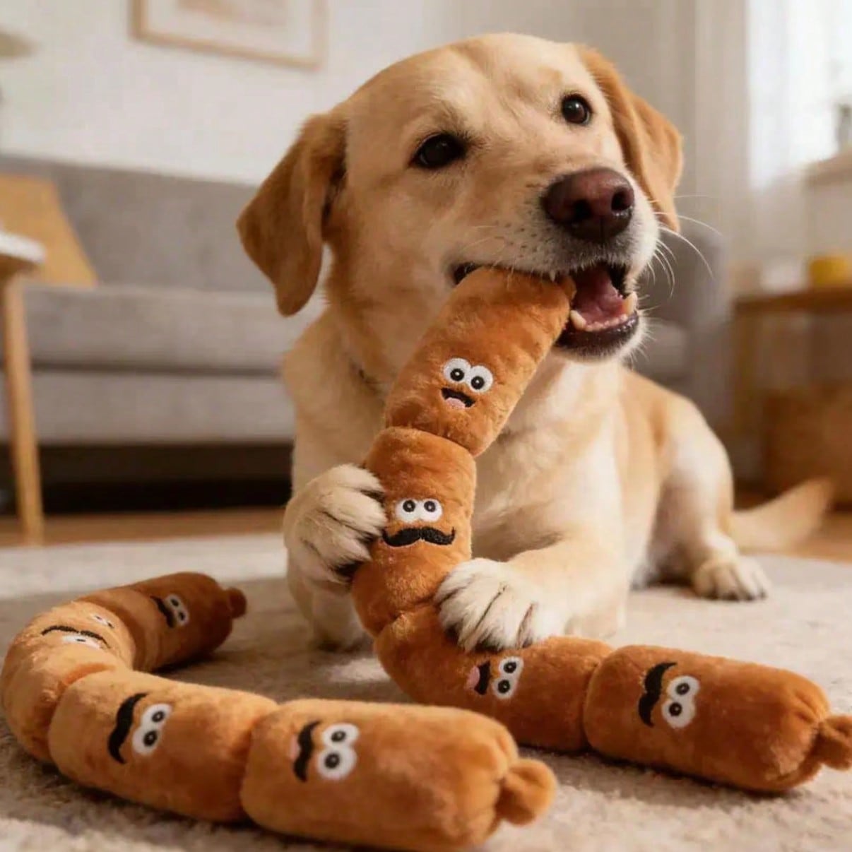 4-Piece Squeaky Sausage Dog Toys, Suitable For Chewy Dogs, Plush Chew Knotted Pull Toys, Relieve Boredom, Clean Teeth, Play Fun