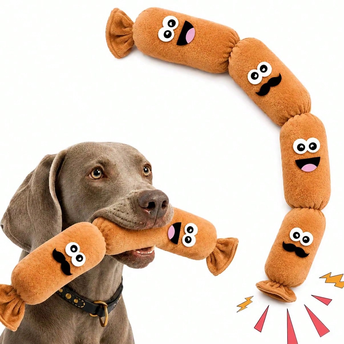 4-Piece Squeaky Sausage Dog Toys, Suitable For Chewy Dogs, Plush Chew Knotted Pull Toys, Relieve Boredom, Clean Teeth, Play Fun