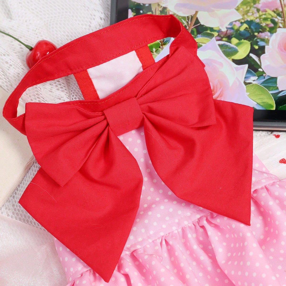 Pink Polka Dot Pet Princess Dress With Big Bow & Multi-Layer Cake Skirt, Ideal Birthday Party & Outdoor Outfit For Dogs And Cats