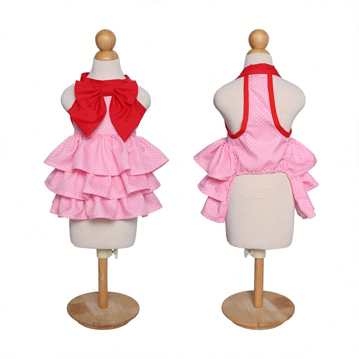 Pink Polka Dot Pet Princess Dress With Big Bow & Multi-Layer Cake Skirt, Ideal Birthday Party & Outdoor Outfit For Dogs And Cats