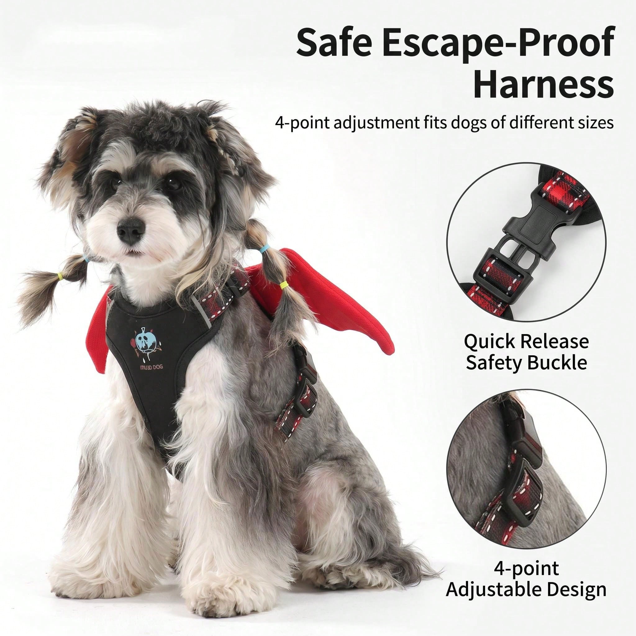 Halloween Pumpkin Devil Wings Pet Vest Harness, Adjustable Breathable Easy-On/Off Chest Strap, Escape-Proof Dog Walking Harness, Suitable For Puppies, Cats, Small, Medium, Large Dogs, Holiday Party Cosplay Outdoor Pet Supplies