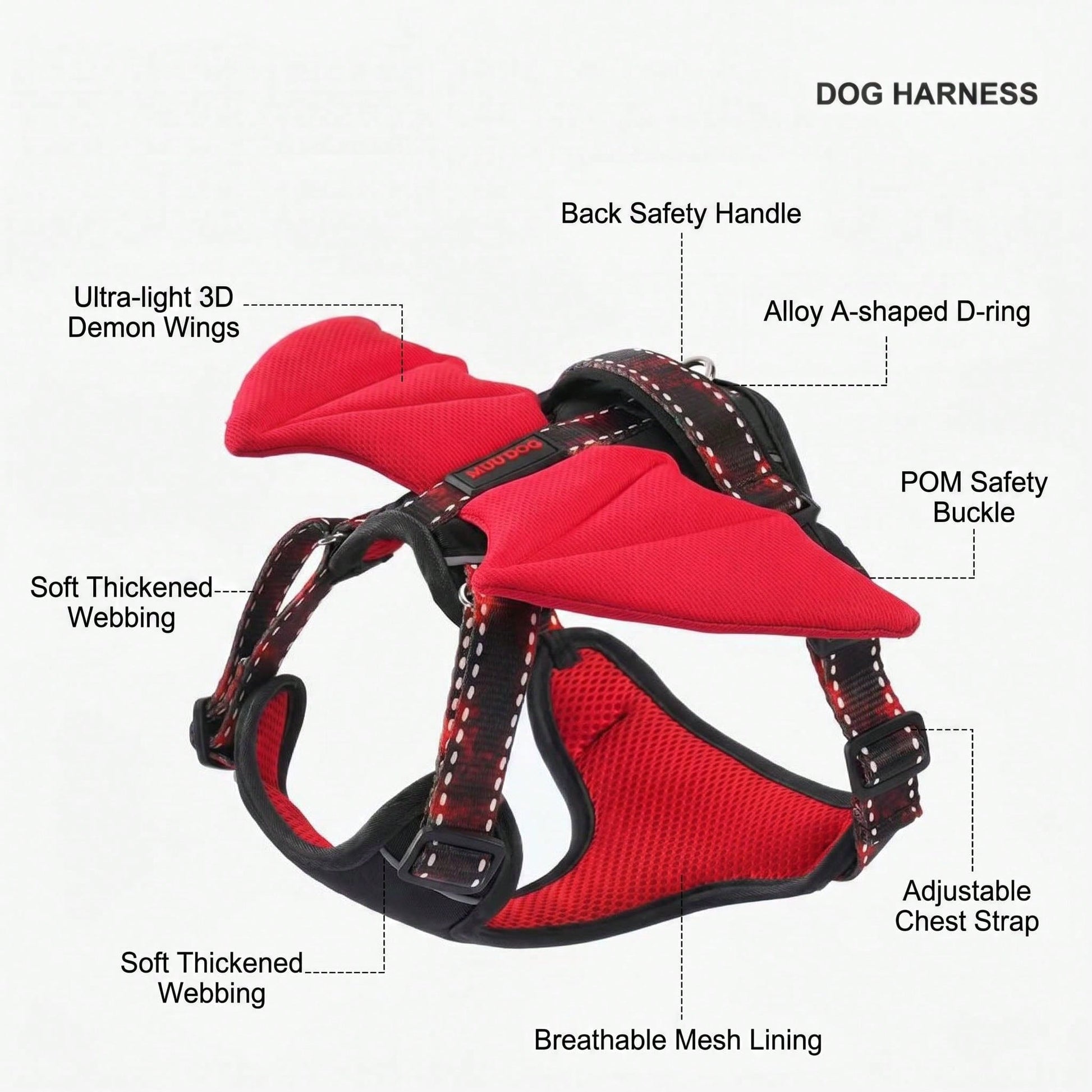 Halloween Pumpkin Devil Wings Pet Vest Harness, Adjustable Breathable Easy-On/Off Chest Strap, Escape-Proof Dog Walking Harness, Suitable For Puppies, Cats, Small, Medium, Large Dogs, Holiday Party Cosplay Outdoor Pet Supplies
