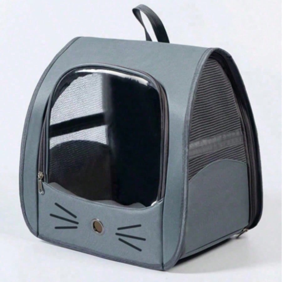 Oxford Canvas Transparent Breathable Pet Backpack, Suitable For Small Dogs And Cats Weighing No More Than 5.5 Kg, Can Be Used As A Backpack, Crossbody Bag, Or Handbag, Large Capacity Portable Pet Travel Bag