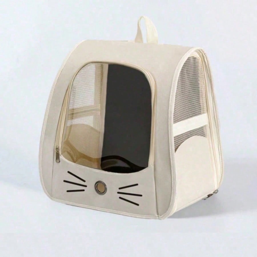 Oxford Canvas Transparent Breathable Pet Backpack, Suitable For Small Dogs And Cats Weighing No More Than 5.5 Kg, Can Be Used As A Backpack, Crossbody Bag, Or Handbag, Large Capacity Portable Pet Travel Bag