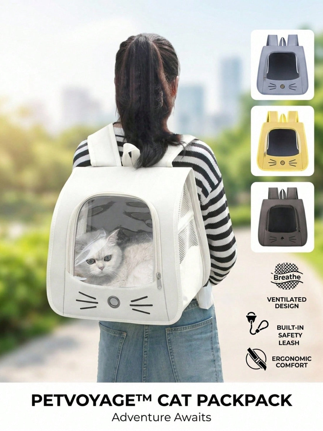 Oxford Canvas Transparent Breathable Pet Backpack, Suitable For Small Dogs And Cats Weighing No More Than 5.5 Kg, Can Be Used As A Backpack, Crossbody Bag, Or Handbag, Large Capacity Portable Pet Travel Bag